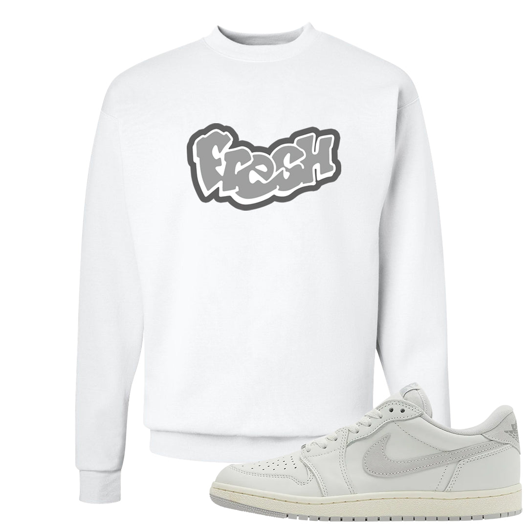 Neutral Grey Low 1s Crewneck Sweatshirt | Fresh, White