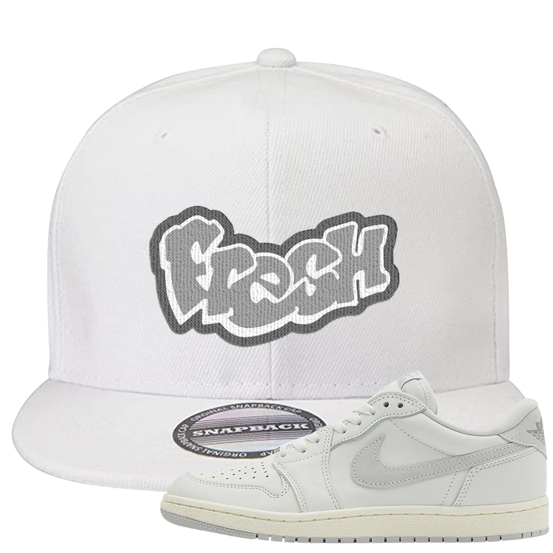 Neutral Grey Low 1s Snapback Hat | Fresh, White