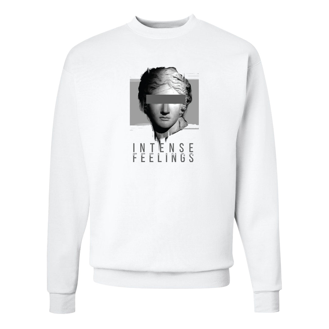 Neutral Grey Low 1s Crewneck Sweatshirt | Intense Feelings, White