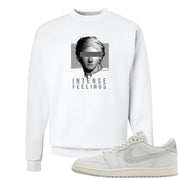 Neutral Grey Low 1s Crewneck Sweatshirt | Intense Feelings, White