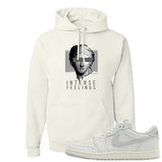 Neutral Grey Low 1s Hoodie | Intense Feelings, White