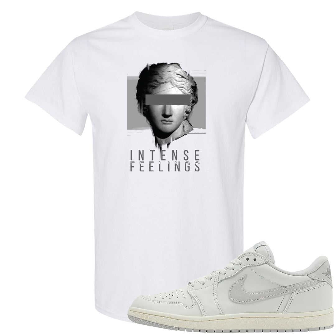 Neutral Grey Low 1s T Shirt | Intense Feelings, White