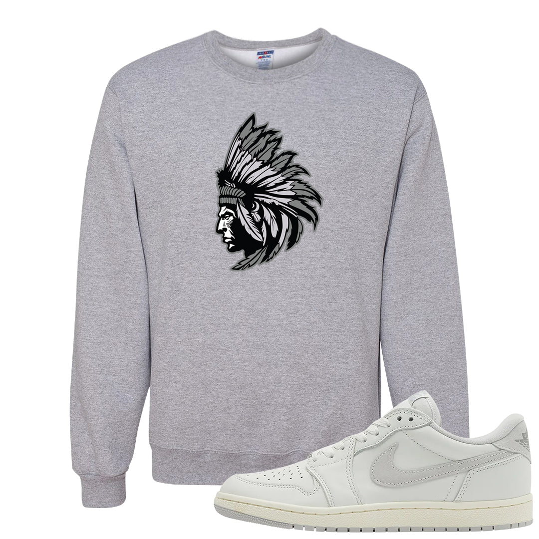 Neutral Grey Low 1s Crewneck Sweatshirt | Indian Chief, Ash