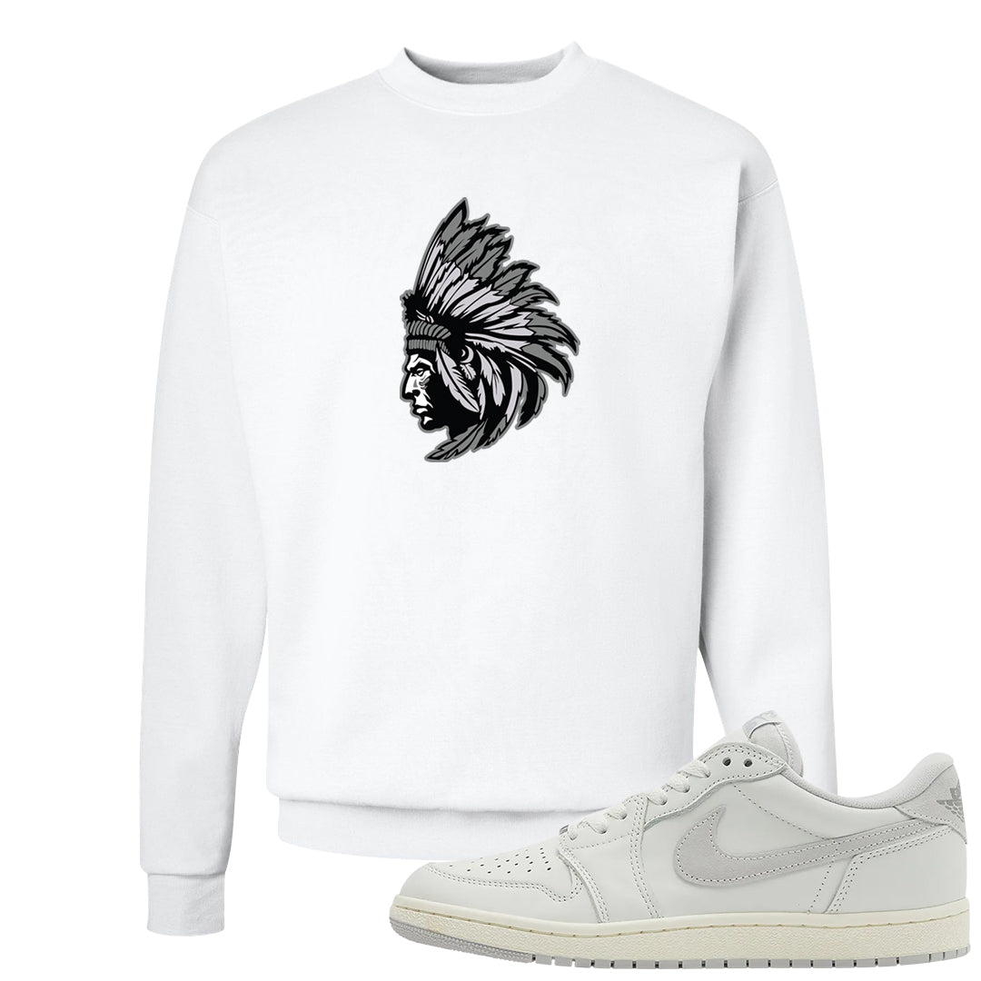 Neutral Grey Low 1s Crewneck Sweatshirt | Indian Chief, White