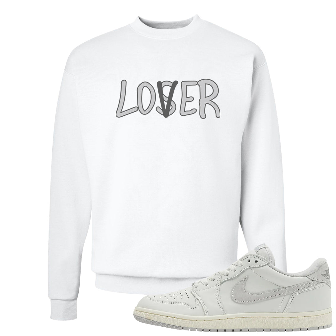 Neutral Grey Low 1s Crewneck Sweatshirt | Lover, White