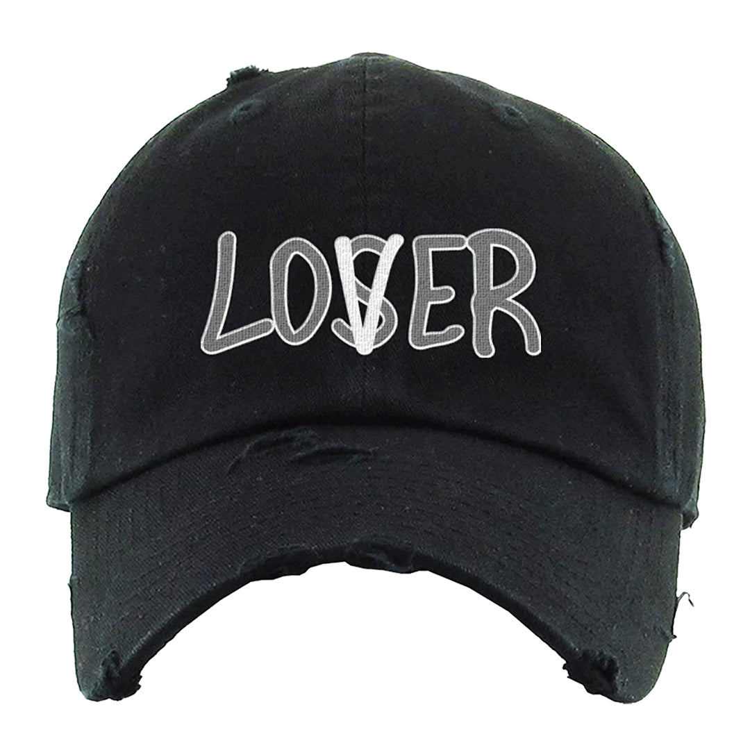 Neutral Grey Low 1s Distressed Dad Hat | Lover, Black