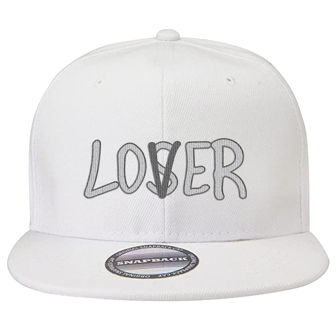 Neutral Grey Low 1s Snapback Hat | Lover, White