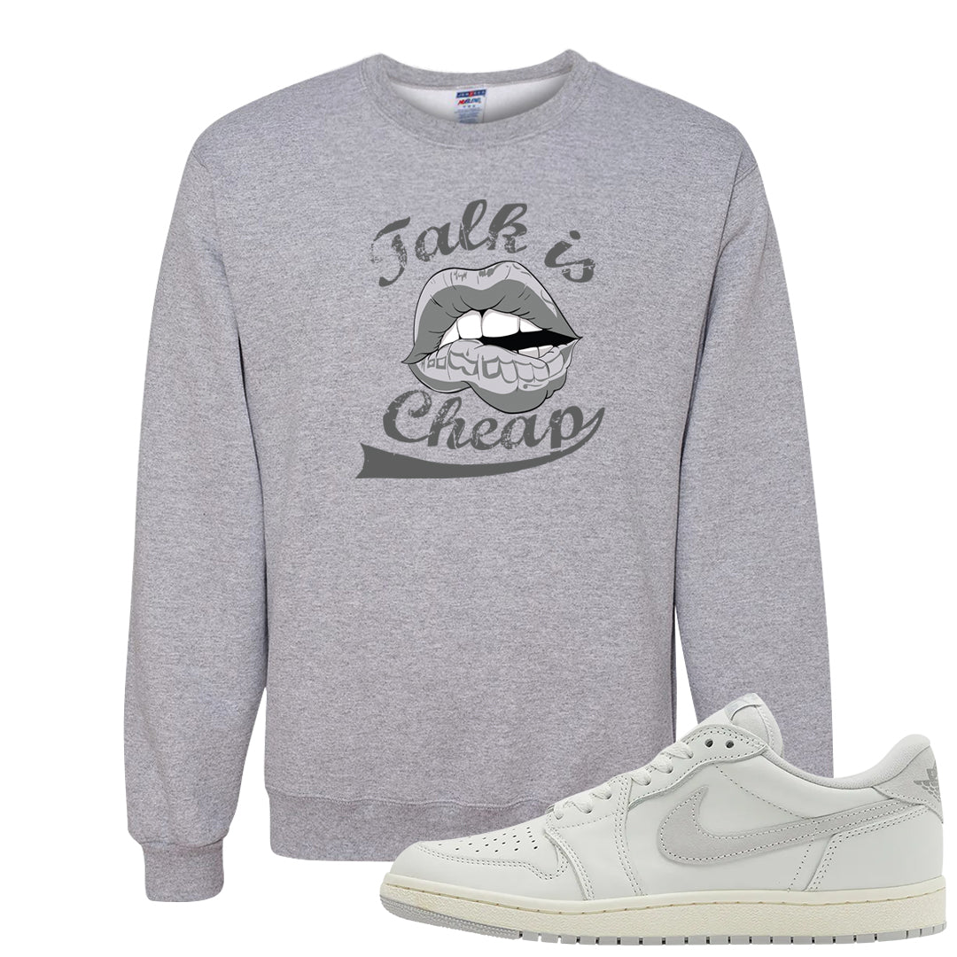 Neutral Grey Low 1s Crewneck Sweatshirt | Talk Lips, Ash