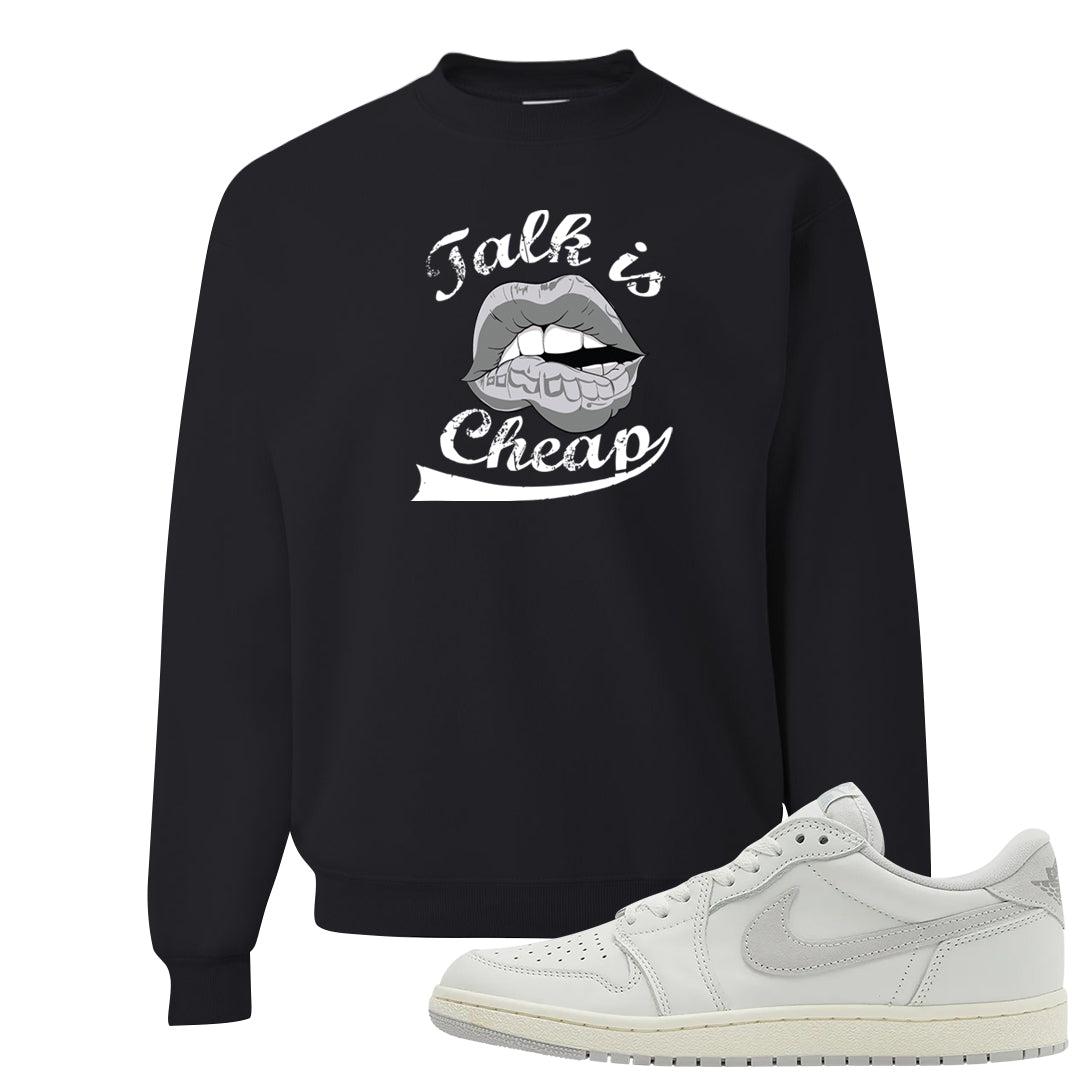 Neutral Grey Low 1s Crewneck Sweatshirt | Talk Lips, Black