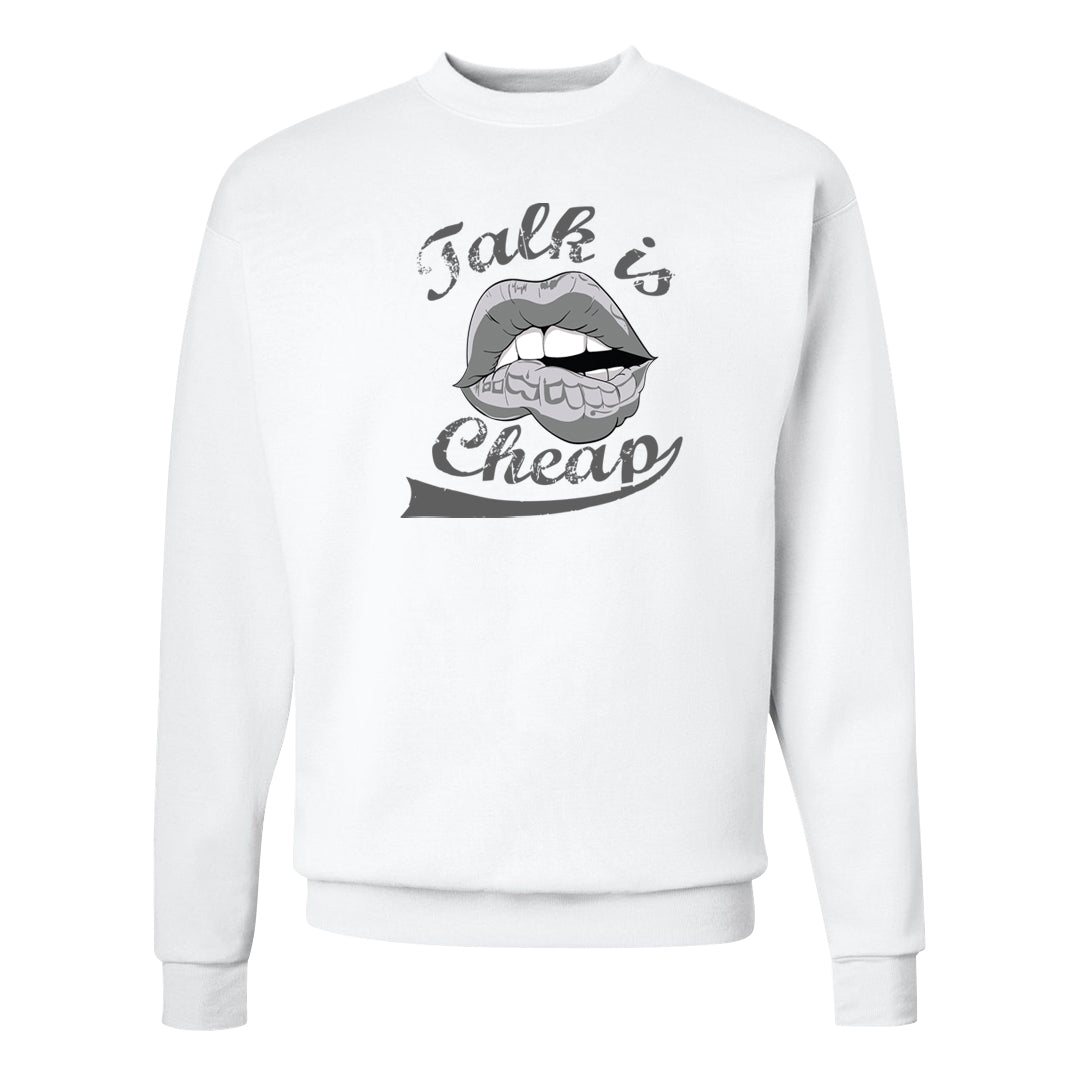 Neutral Grey Low 1s Crewneck Sweatshirt | Talk Lips, White