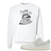 Neutral Grey Low 1s Crewneck Sweatshirt | Talk Lips, White