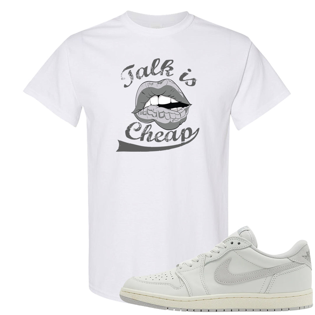 Neutral Grey Low 1s T Shirt | Talk Lips, White