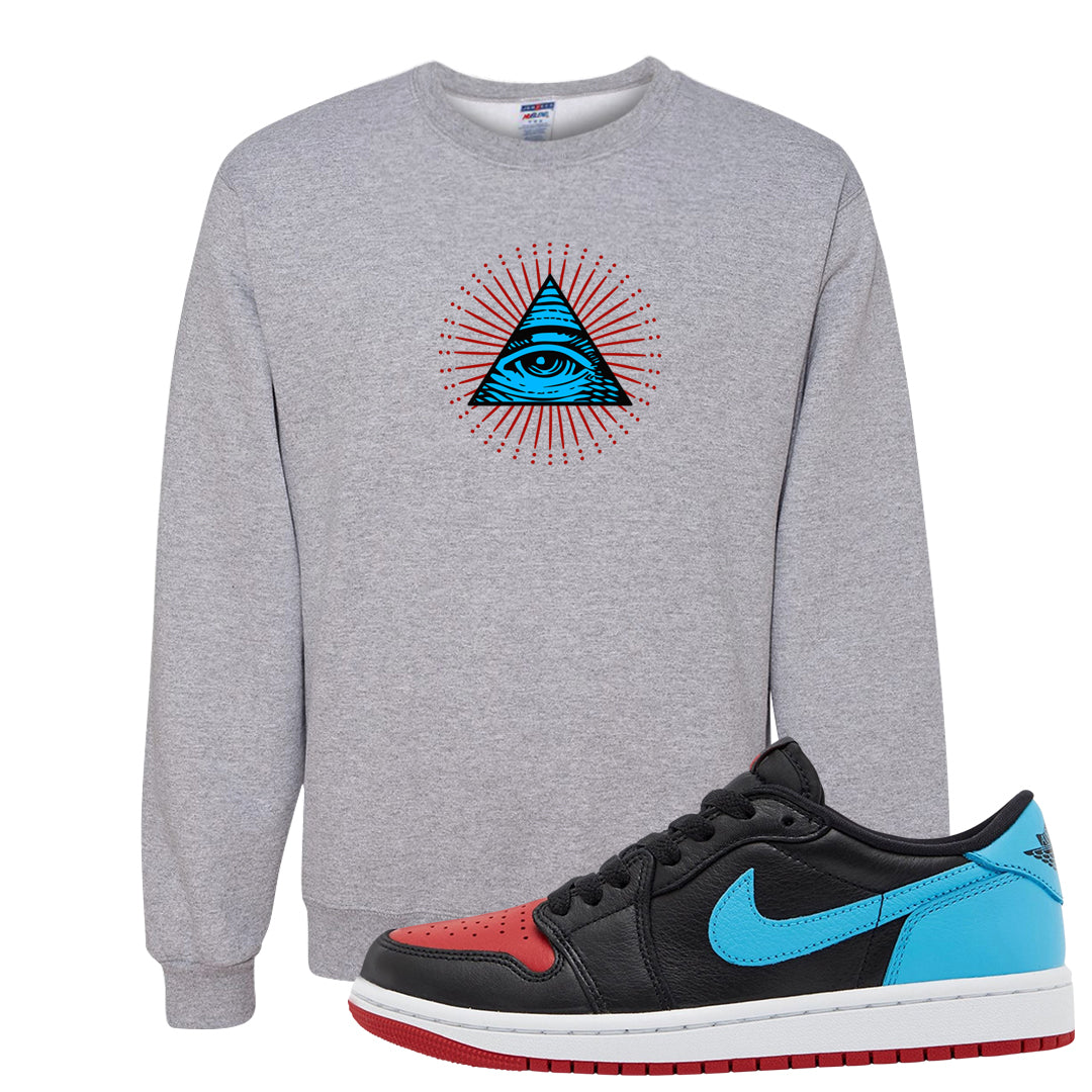 UNC to CHI Low 1s Crewneck Sweatshirt | All Seeing Eye, Ash