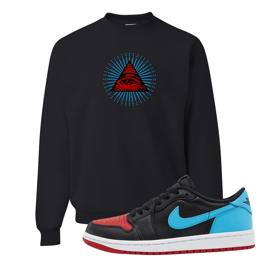 UNC to CHI Low 1s Crewneck Sweatshirt | All Seeing Eye, Black