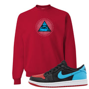 UNC to CHI Low 1s Crewneck Sweatshirt | All Seeing Eye, Red