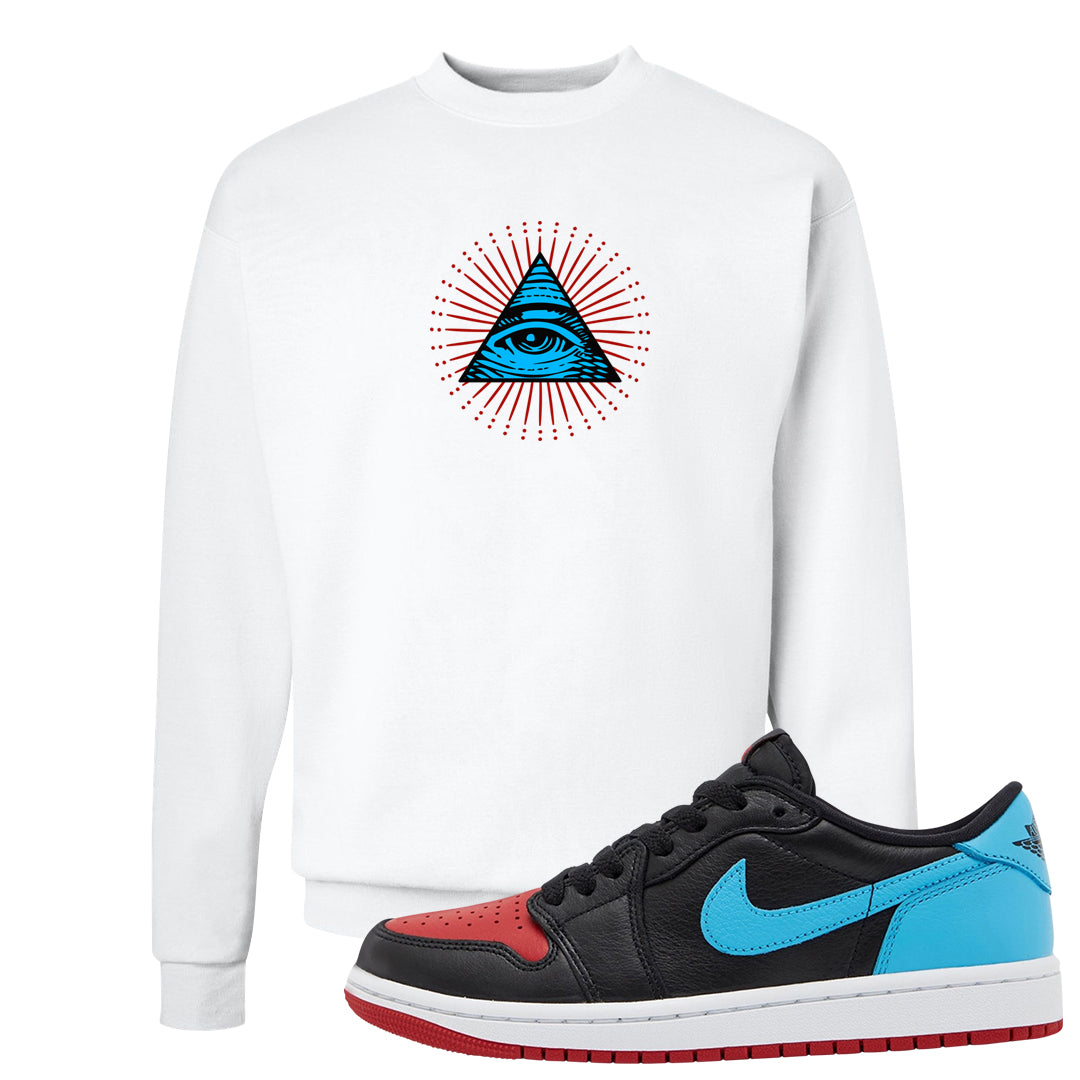 UNC to CHI Low 1s Crewneck Sweatshirt | All Seeing Eye, White