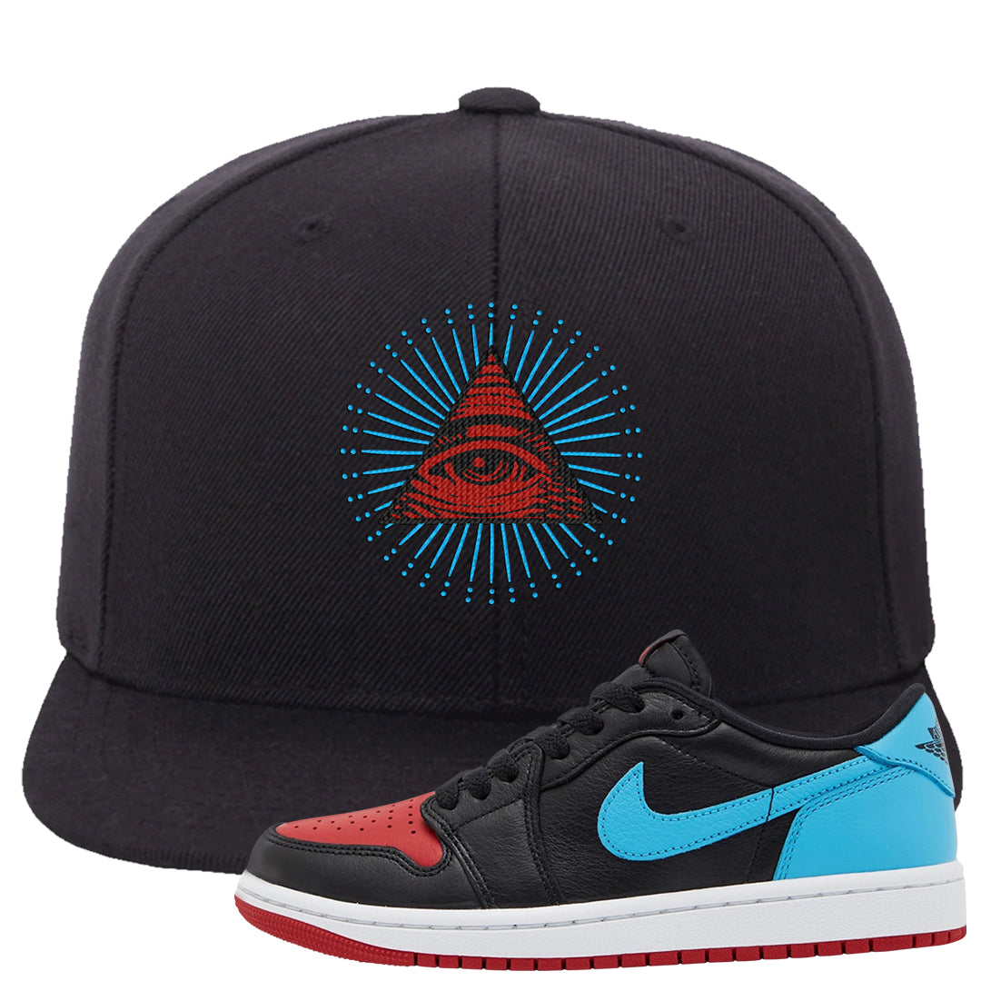 UNC to CHI Low 1s Snapback Hat | All Seeing Eye, Black