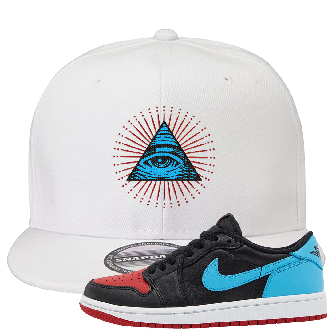 UNC to CHI Low 1s Snapback Hat | All Seeing Eye, White