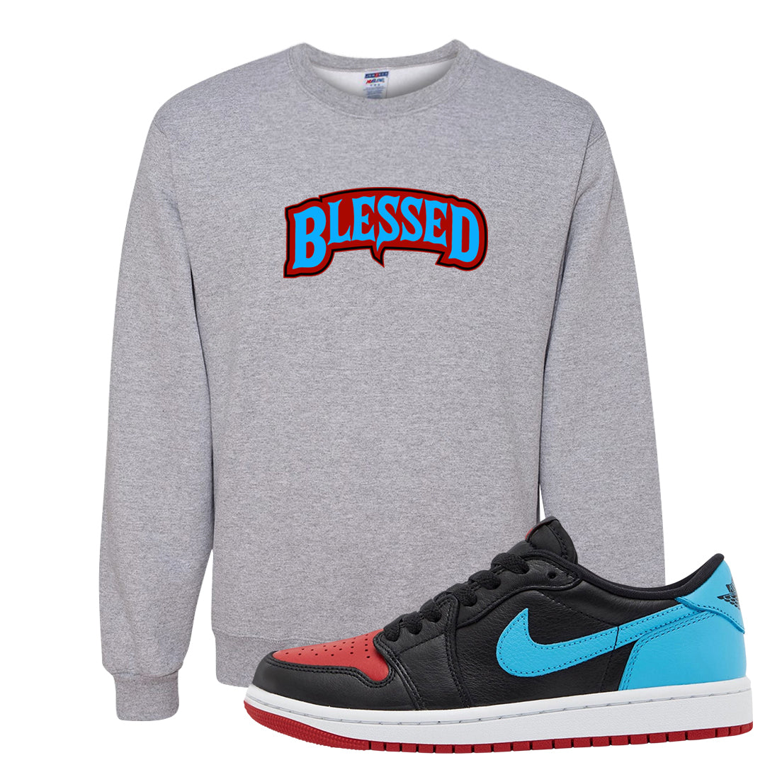 UNC to CHI Low 1s Crewneck Sweatshirt | Blessed Arch, Ash