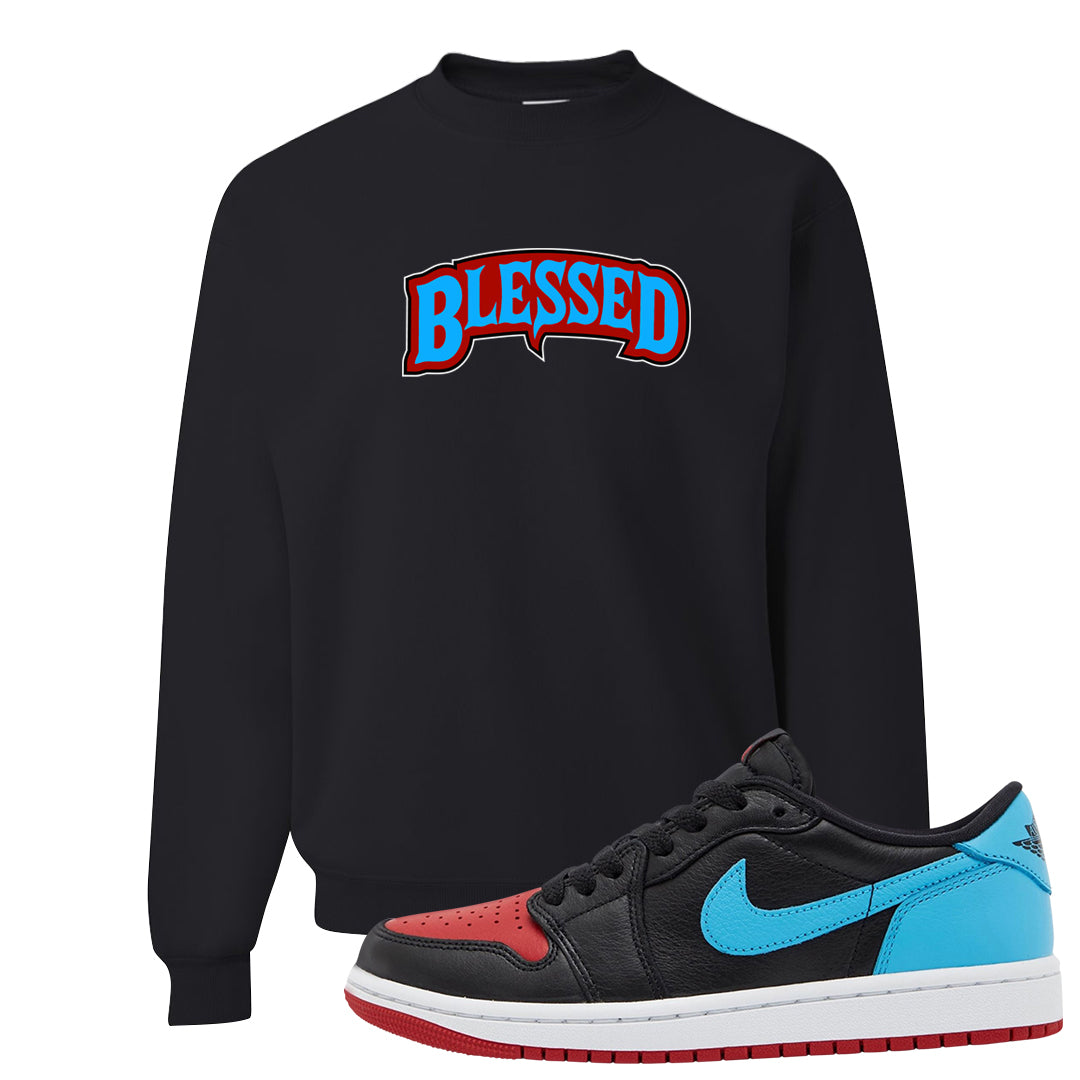 UNC to CHI Low 1s Crewneck Sweatshirt | Blessed Arch, Black