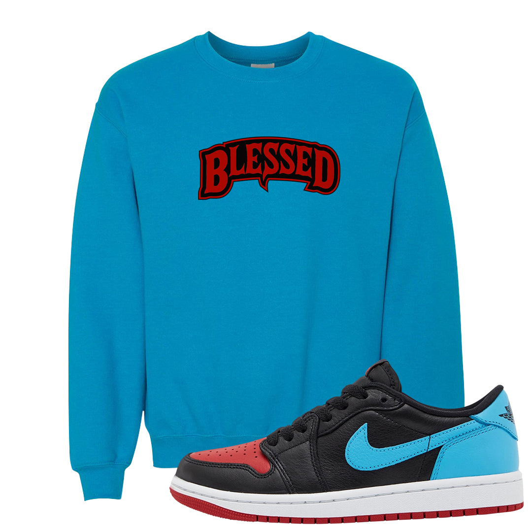 UNC to CHI Low 1s Crewneck Sweatshirt | Blessed Arch, Sapphire