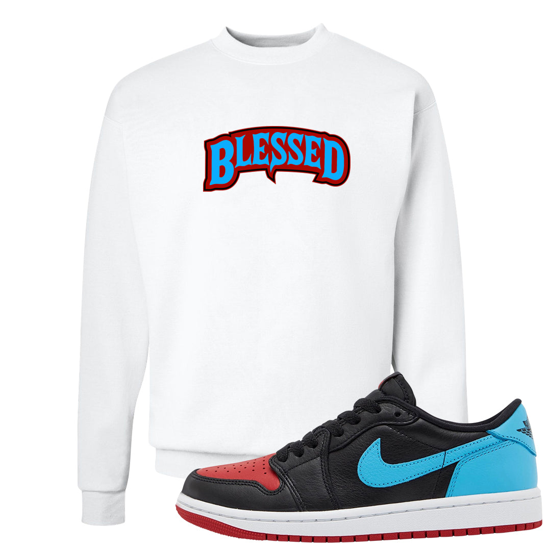 UNC to CHI Low 1s Crewneck Sweatshirt | Blessed Arch, White