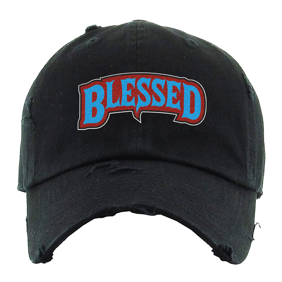 UNC to CHI Low 1s Distressed Dad Hat | Blessed Arch, Black