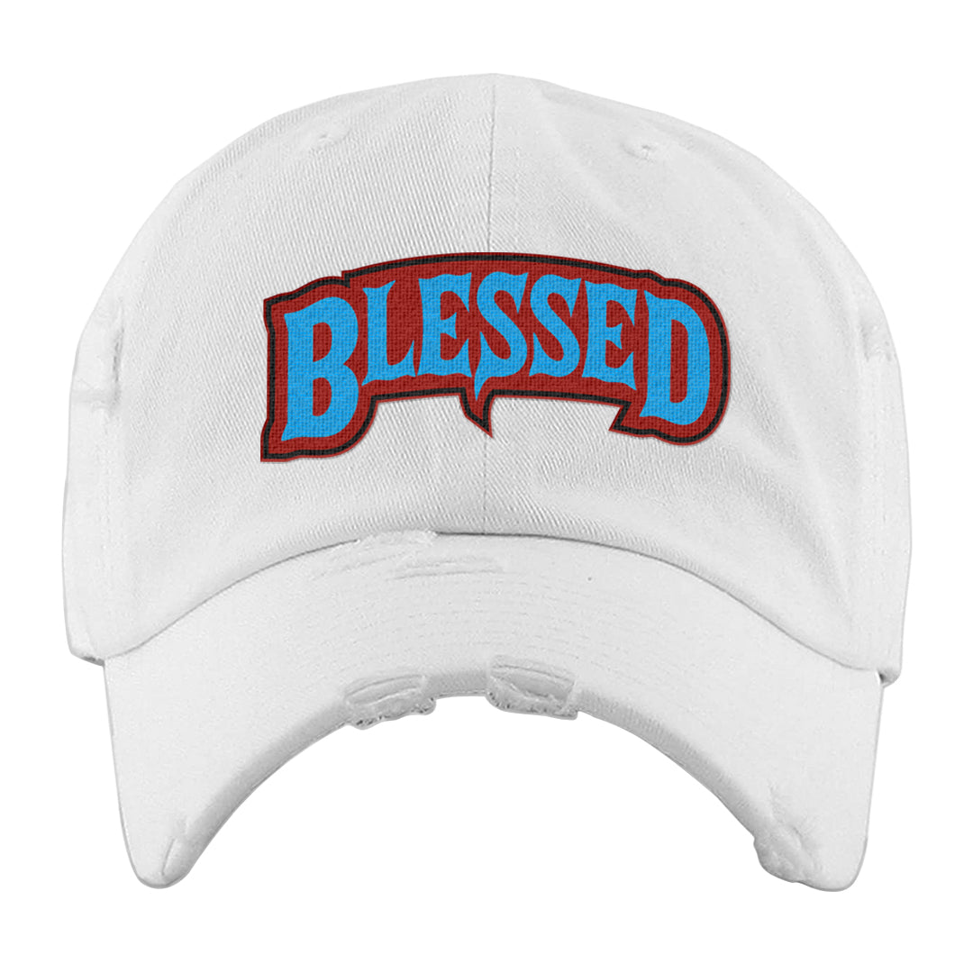 UNC to CHI Low 1s Distressed Dad Hat | Blessed Arch, White