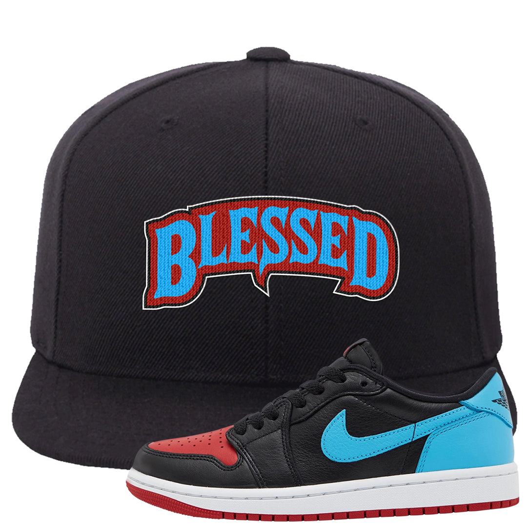 UNC to CHI Low 1s Snapback Hat | Blessed Arch, Black