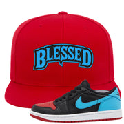 UNC to CHI Low 1s Snapback Hat | Blessed Arch, Red