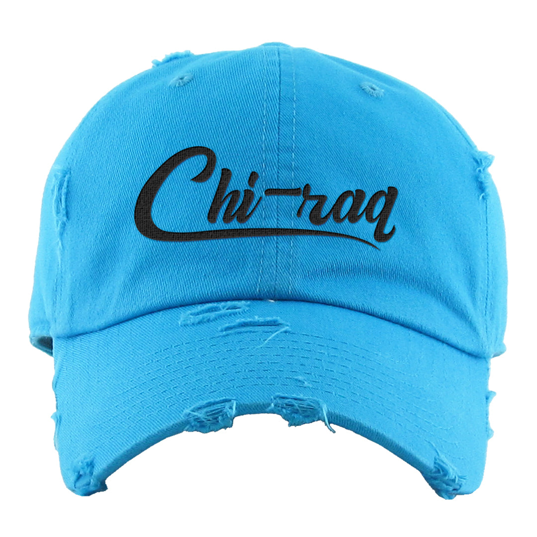 UNC to CHI Low 1s Distressed Dad Hat | Chiraq, Aqua