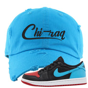 UNC to CHI Low 1s Distressed Dad Hat | Chiraq, Aqua