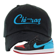 UNC to CHI Low 1s Distressed Dad Hat | Chiraq, Black