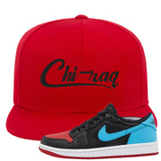 UNC to CHI Low 1s Snapback Hat | Chiraq, Red