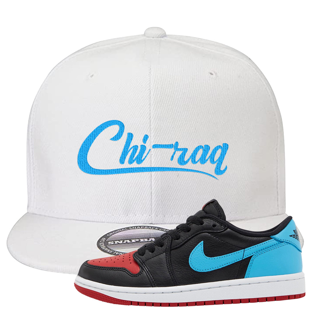 UNC to CHI Low 1s Snapback Hat | Chiraq, White