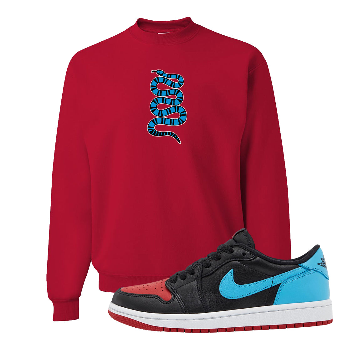 UNC to CHI Low 1s Crewneck Sweatshirt | Coiled Snake, Red