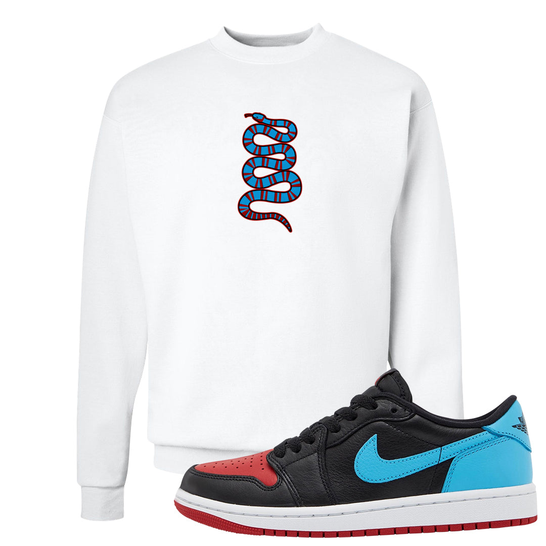 UNC to CHI Low 1s Crewneck Sweatshirt | Coiled Snake, White