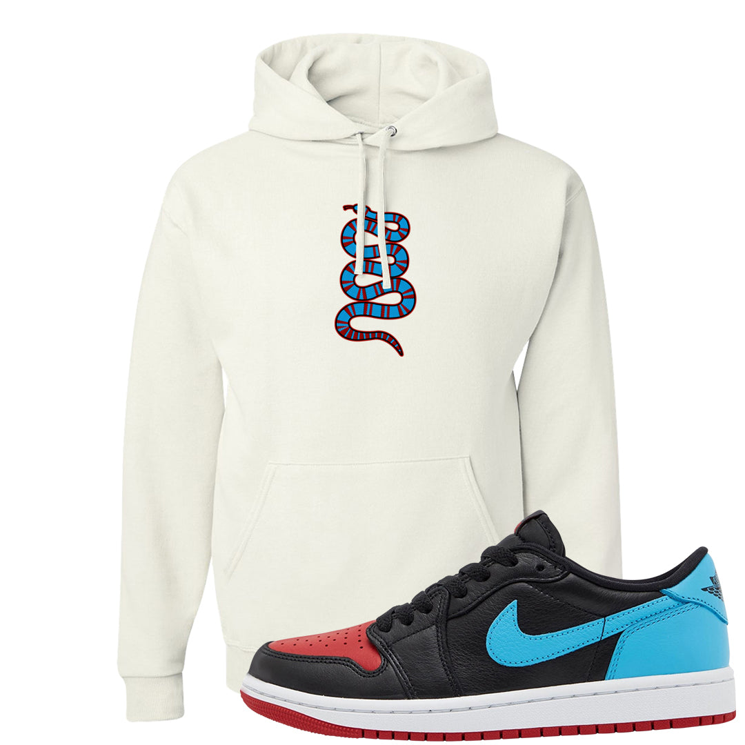 UNC to CHI Low 1s Hoodie | Coiled Snake, White