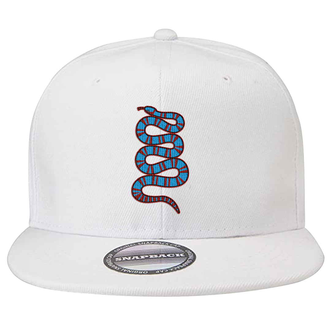 UNC to CHI Low 1s Snapback Hat | Coiled Snake, White