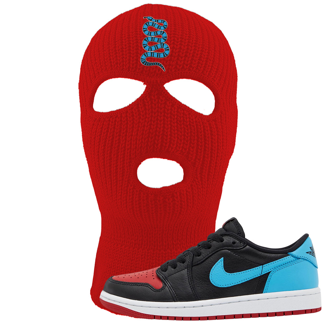 UNC to CHI Low 1s Ski Mask | Coiled Snake, Red