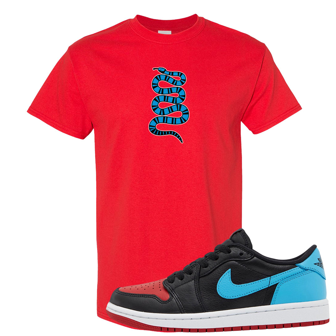 UNC to CHI Low 1s T Shirt | Coiled Snake, Red