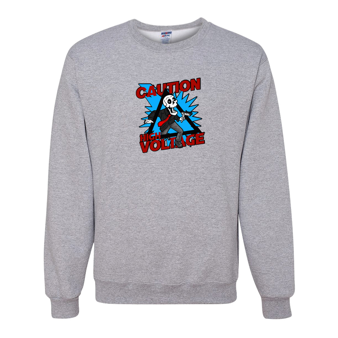 UNC to CHI Low 1s Crewneck Sweatshirt | Caution High Voltage, Ash