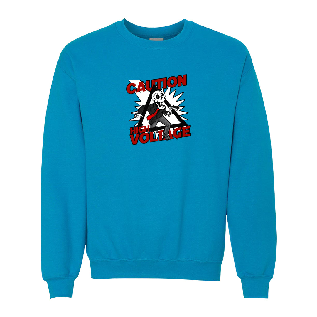 UNC to CHI Low 1s Crewneck Sweatshirt | Caution High Voltage, Sapphire