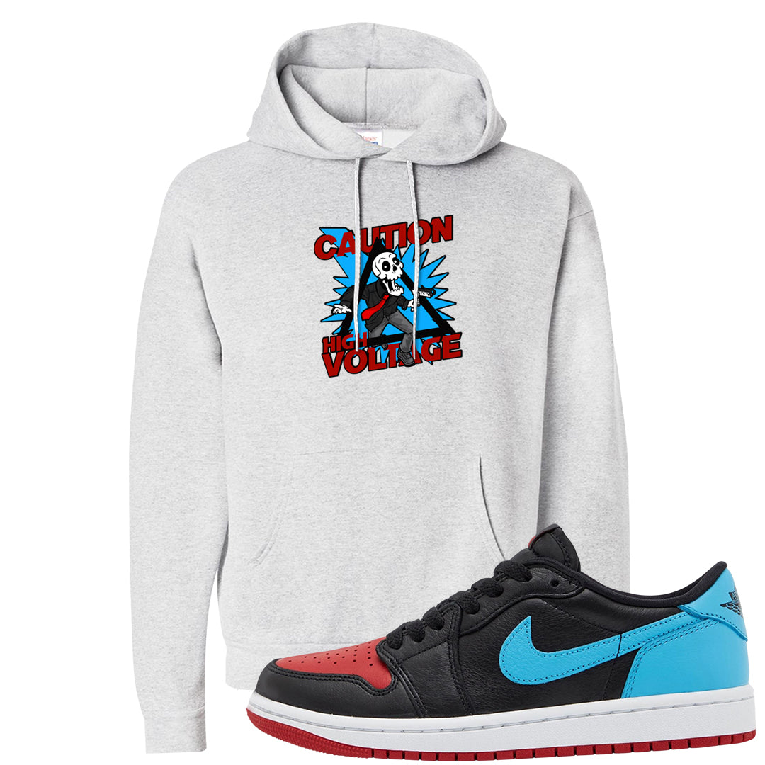 UNC to CHI Low 1s Hoodie | Caution High Voltage, Ash