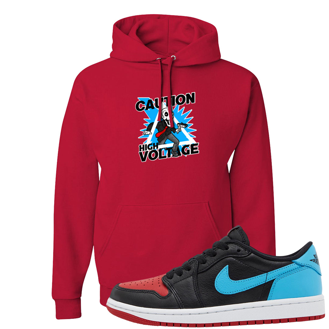 UNC to CHI Low 1s Hoodie | Caution High Voltage, Red