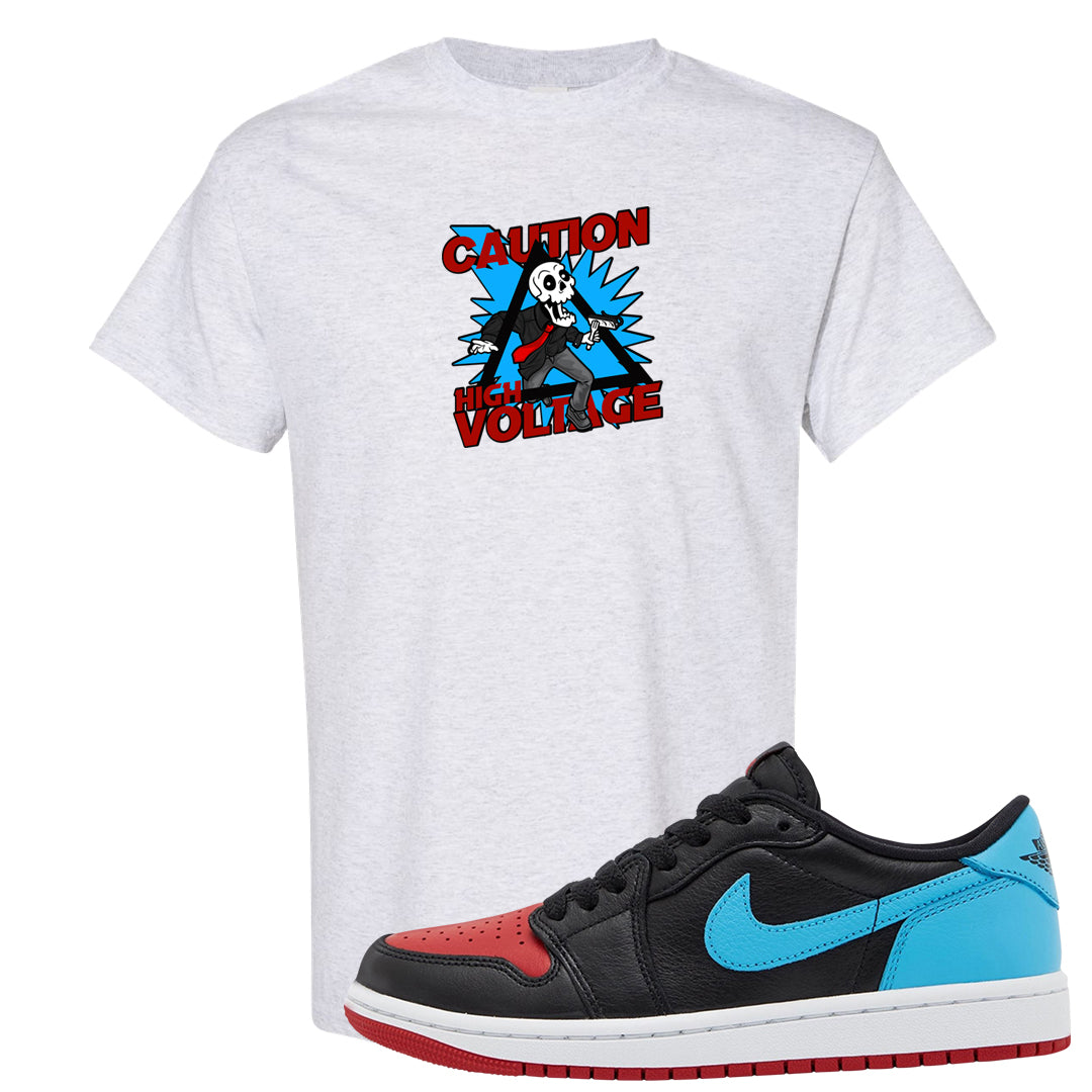 UNC to CHI Low 1s T Shirt | Caution High Voltage, Ash