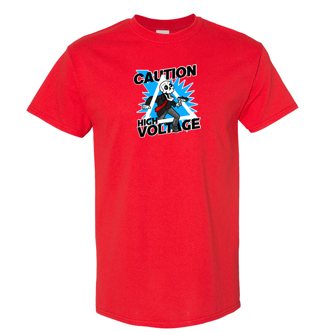 UNC to CHI Low 1s T Shirt | Caution High Voltage, Red