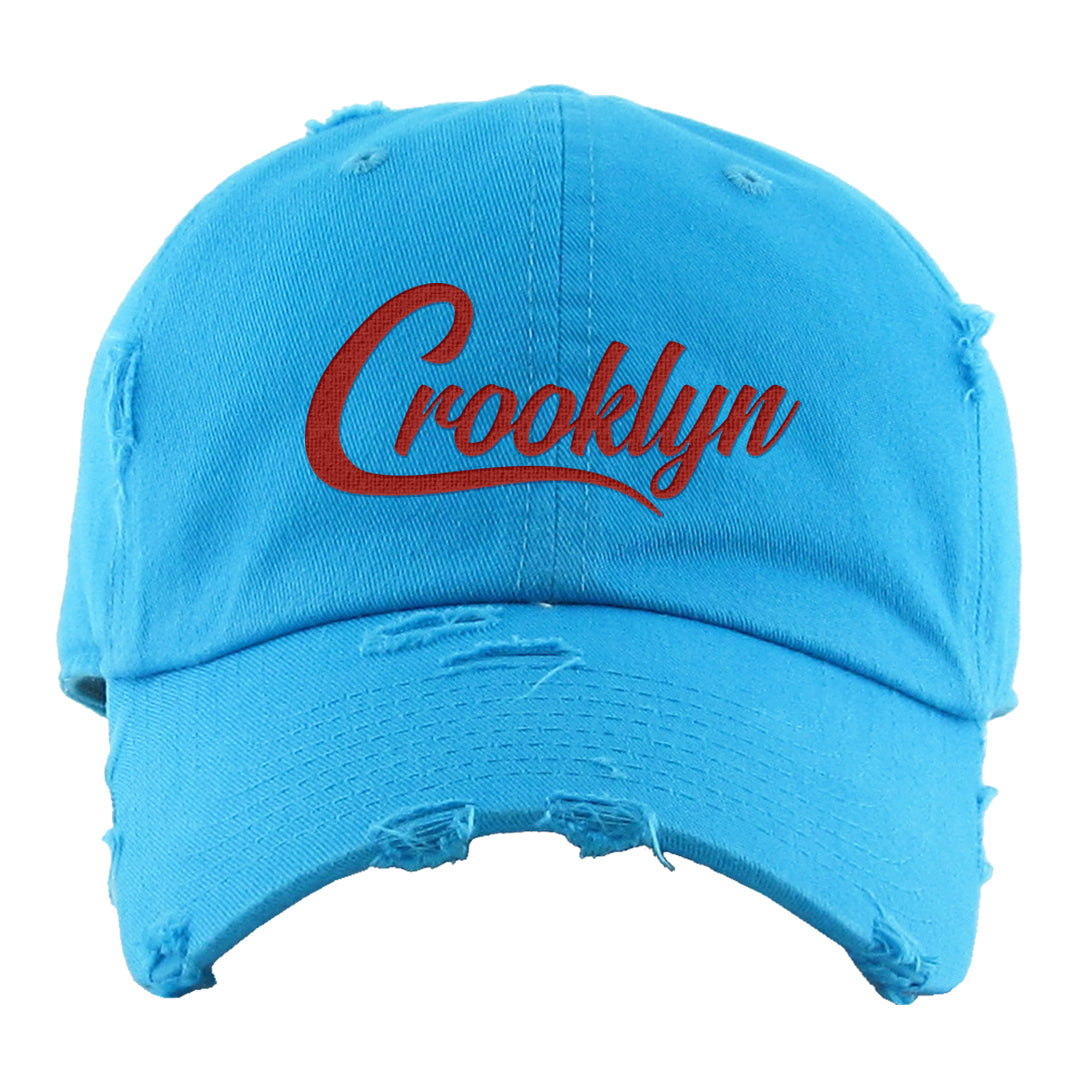 UNC to CHI Low 1s Distressed Dad Hat | Crooklyn, Aqua