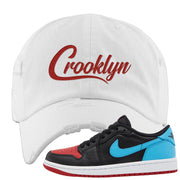 UNC to CHI Low 1s Distressed Dad Hat | Crooklyn, White