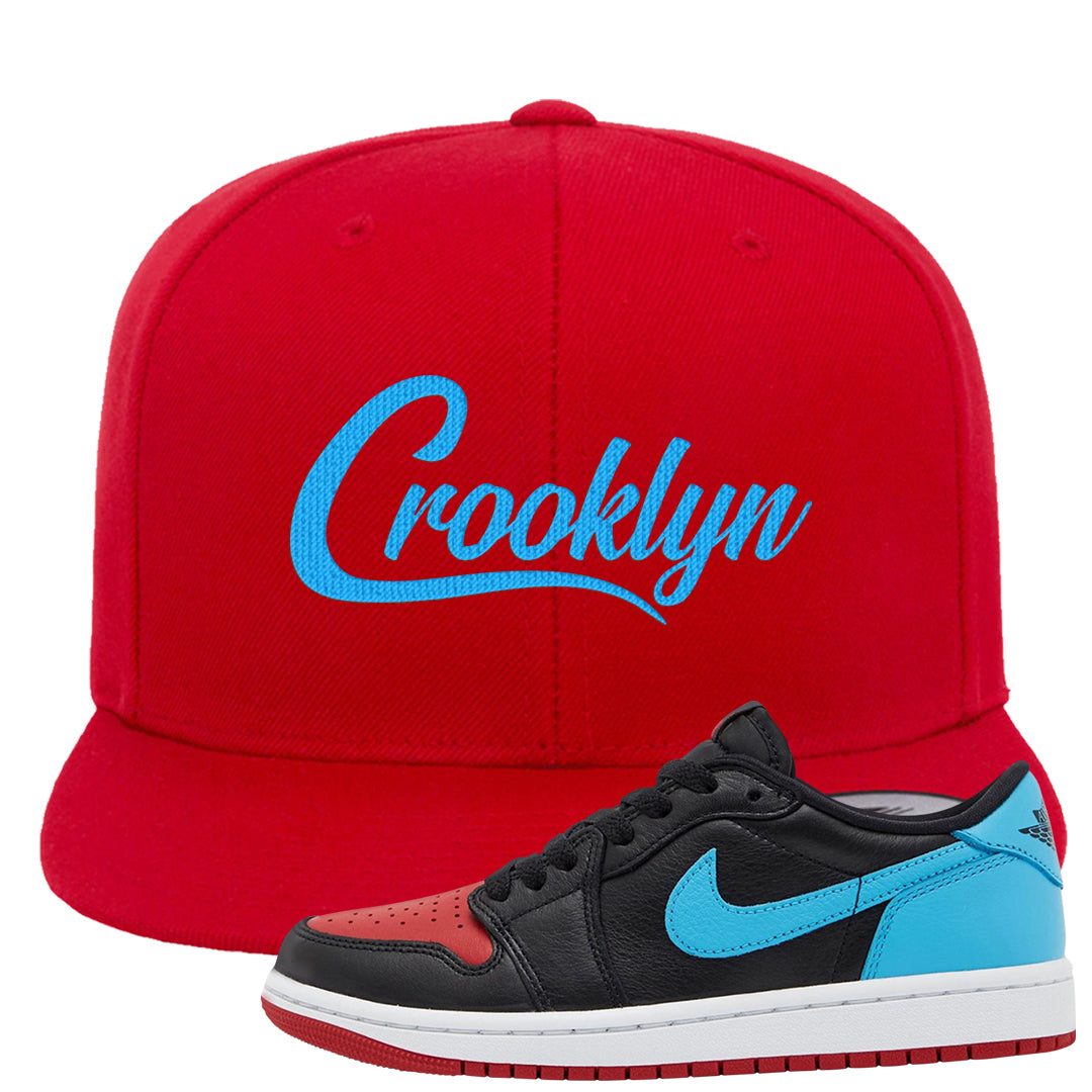 UNC to CHI Low 1s Snapback Hat | Crooklyn, Red